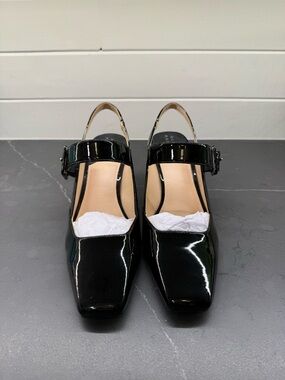 Alex Marie Black Patent Mary Jane Slingback Pumps